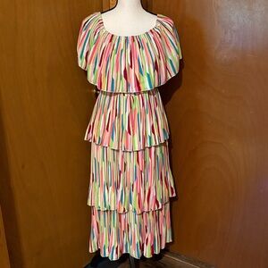 SHEIN Multicolor Striped Tiered Dress